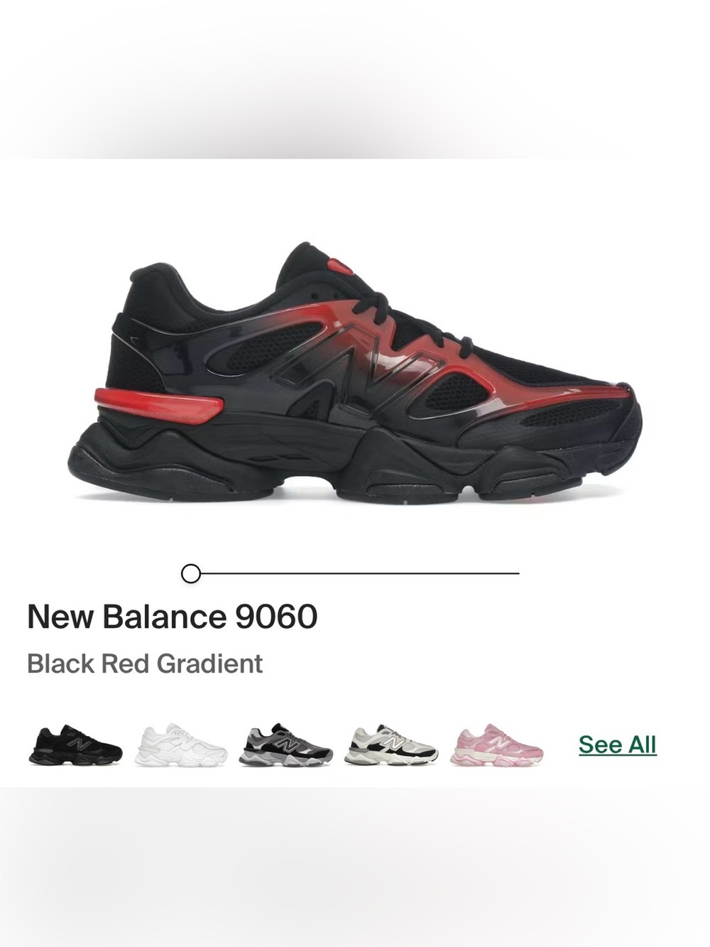 NWT New Balance 9060 “Black Red Gradient” Men’s Size 9.5